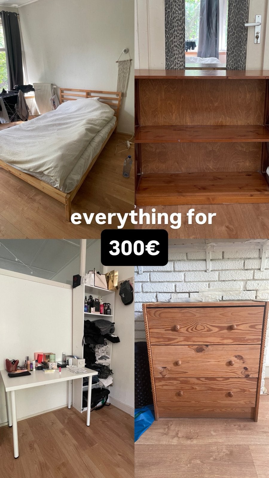 bed,table,wadrobe and 2 woden organizer, Ophalen, Zo goed als nieuw, Eenpersoons