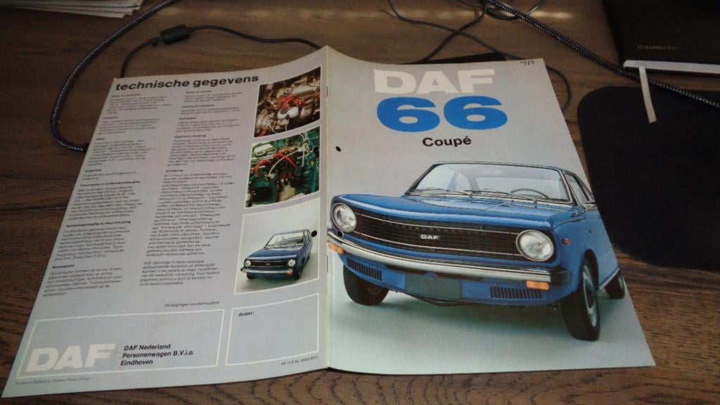 Folder  DAF  66  COUPE  ,  9-1972, Verzenden, Zo goed als nieuw, Overige merken