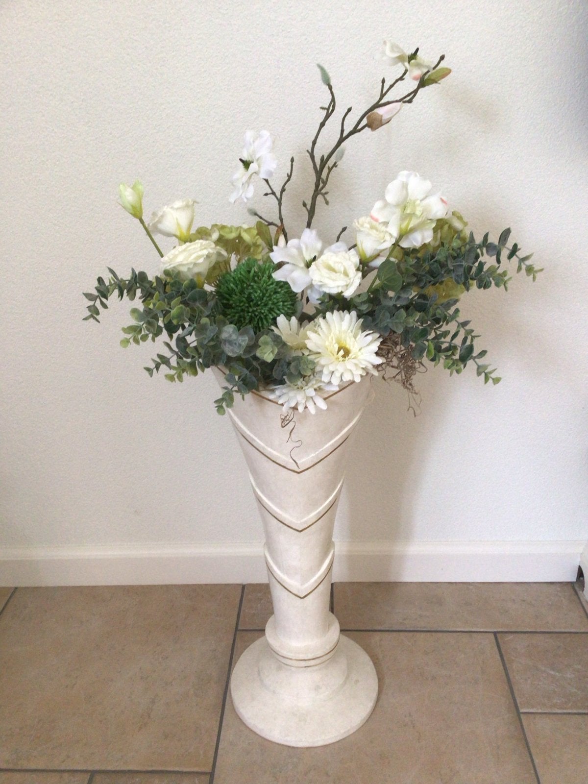 Manhattan Style Bloempot - 60 cm Hoog, Huis en Inrichting, Woonaccessoires | Vazen, Ophalen, Overige materialen, Gebruikt, Beige