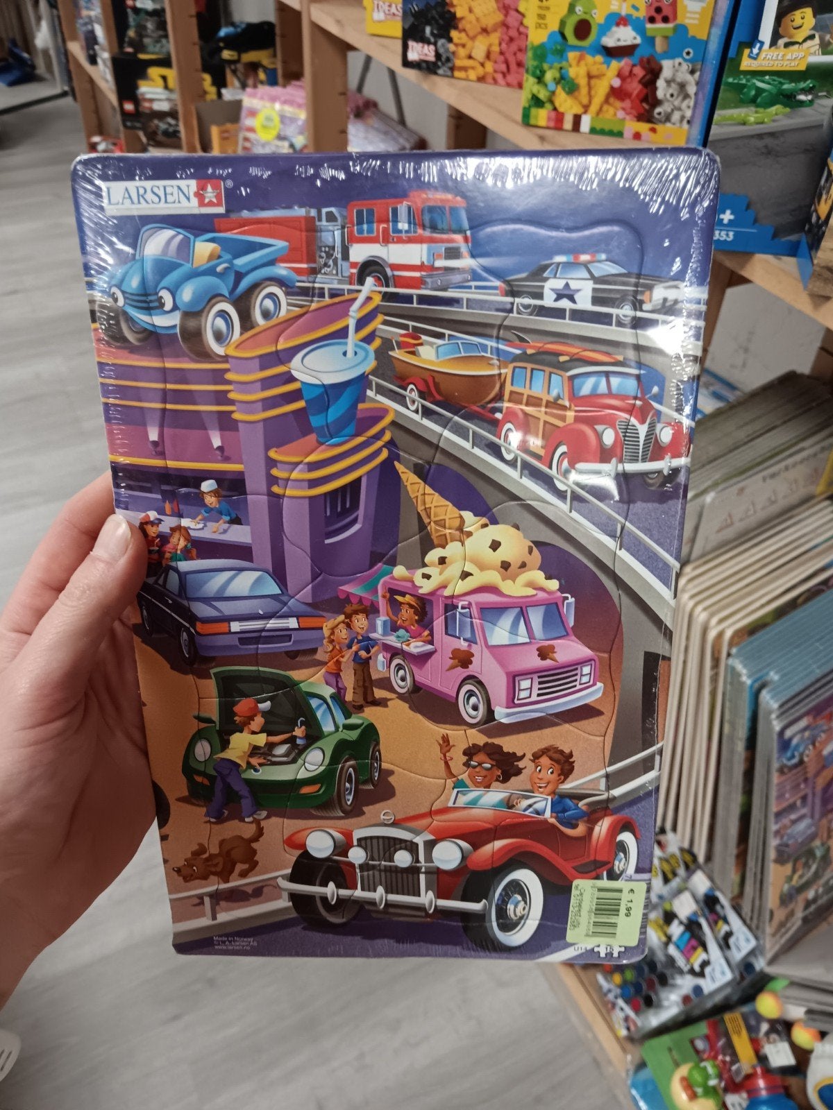 Larsen Puzzel: Voertuigen op de weg - Nieuw in folie, 10 tot 50 stukjes, Onbekend, Nieuw, Ophalen of Verzenden