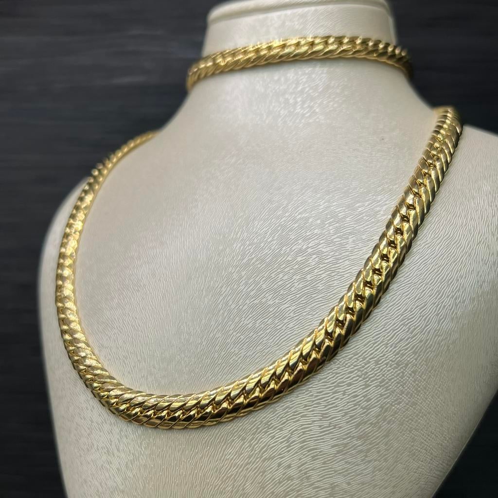 18 karaat gouden ketting en armband gourmet set, Ophalen of Verzenden, Zo goed als nieuw, Goud