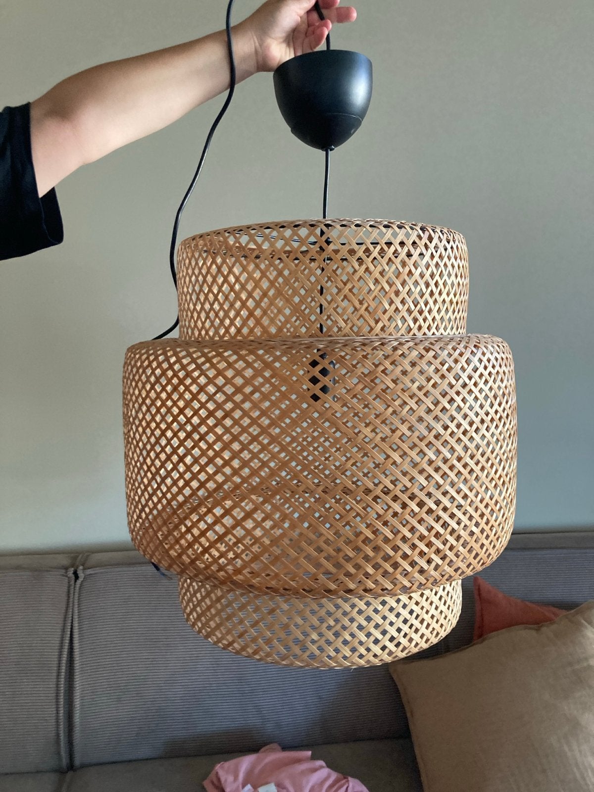 Ikea Sinnerlig - Bamboe hanglamp - 50 cm, Ophalen of Verzenden, Gebruikt, Natuurlijk materiaal, E27 (groot)