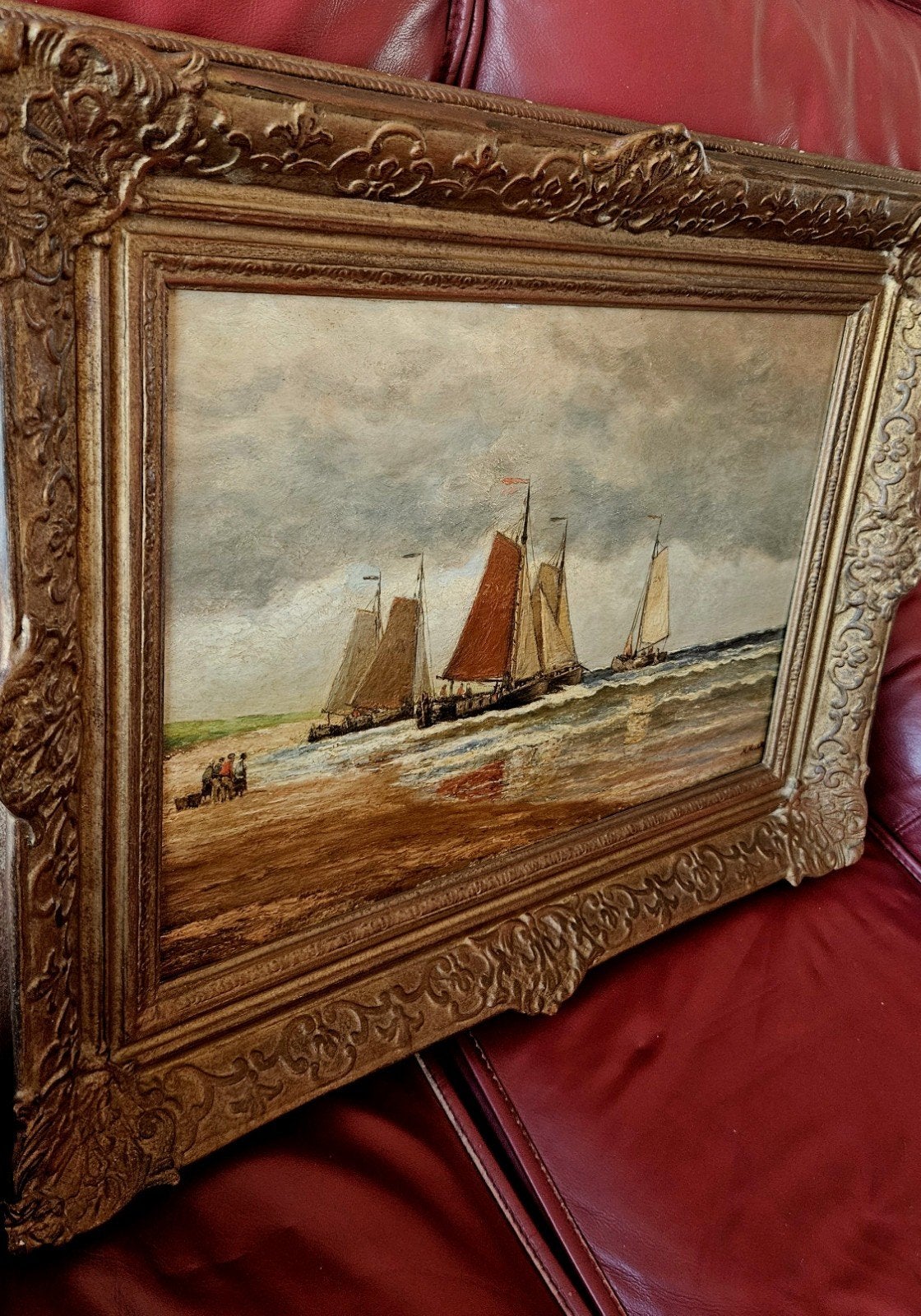 Hendrik Hulk1842-1937 Maritiem Olieverf Schilderij op Paneel, Antiek en Kunst, Kunst | Schilderijen | Klassiek, Ophalen, Origineel werk
