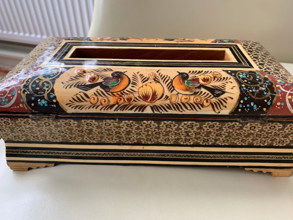 Persian handgeschilderd houten doos, 26x14x8 cm, Ophalen of Verzenden