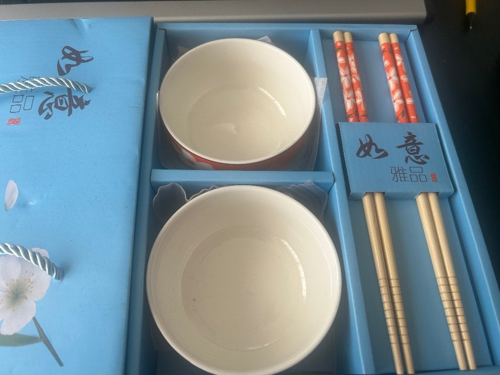 chinese kommetjes met stokjes nieuw in doos, Ophalen, Aziatisch, Overige merken, Nieuw