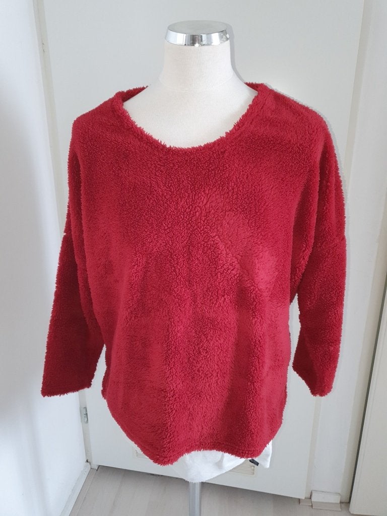 Rode teddy trui met 3/4 mouwen maat XL, Kleding | Dames, Maat 46/48 (XL) of groter, Ophalen of Verzenden, Rood, Onbekend
