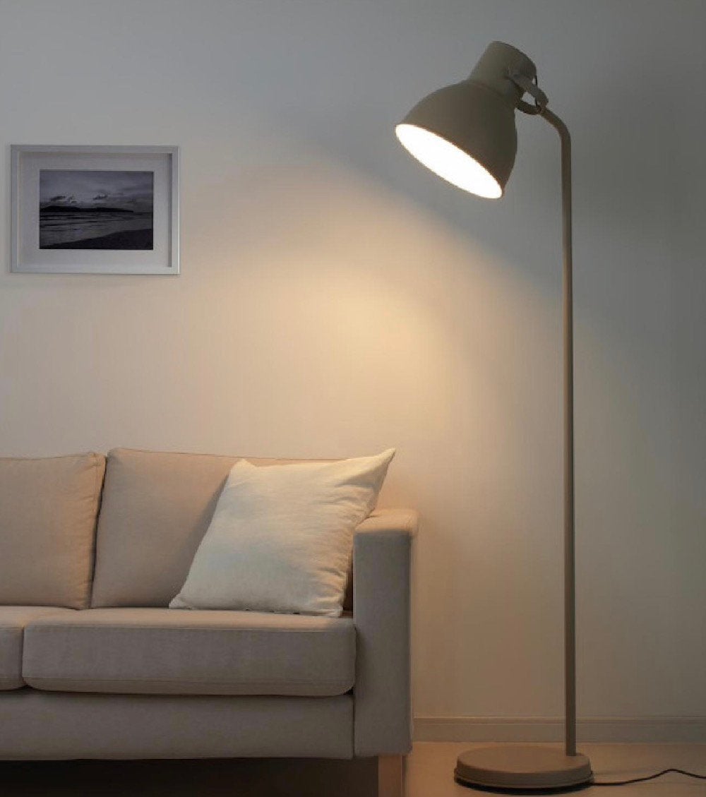 IKEA Hektar Vloerlamp - Wit, Verstelbaar, Ophalen, Gebruikt, E27 (groot), Metaal