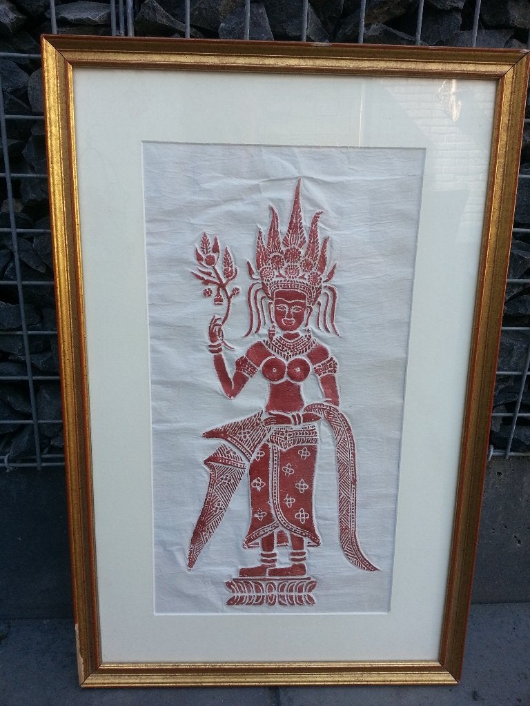 Indonesische voorstelling, Antiek en Kunst, Ophalen, Papier/karton, Indonesië, Rood