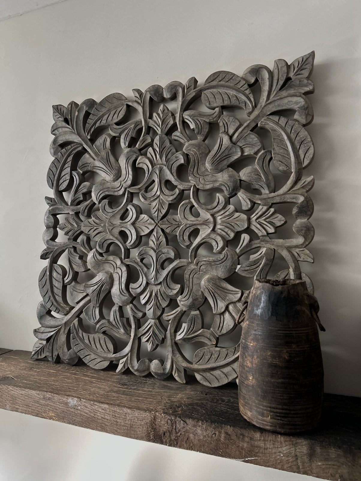 Houtsnijwerk paneel wandpaneel 60 x 60 cm, Huis en Inrichting, Ophalen, Zo goed als nieuw
