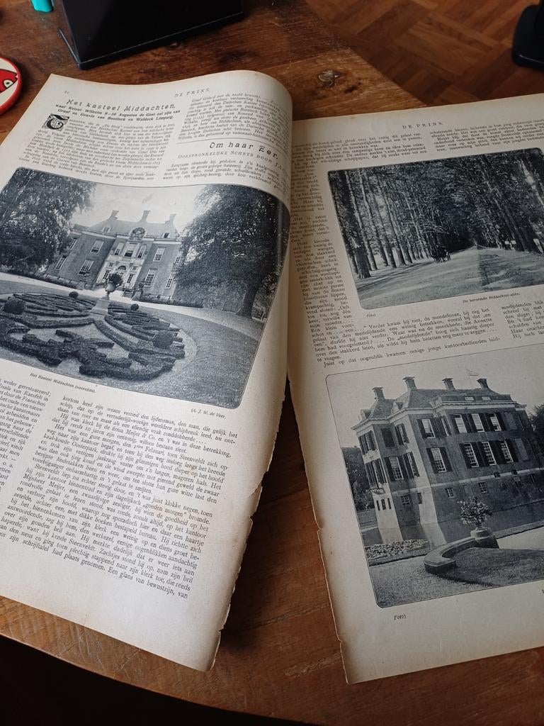 Artikel over kasteel Middachten 1909, Ophalen of Verzenden, Voor 1920, Knipsel(s)