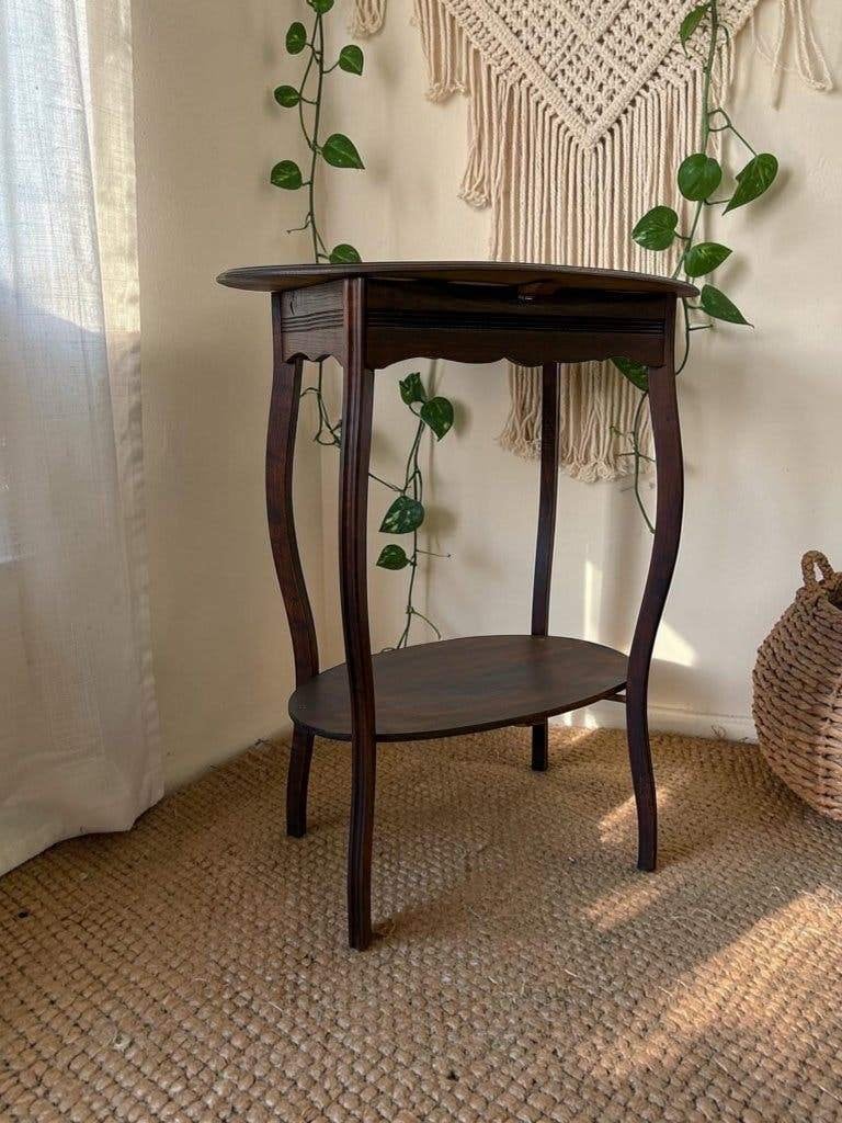 vintage houten bijzettafel / plantentafel / etagere, Ophalen