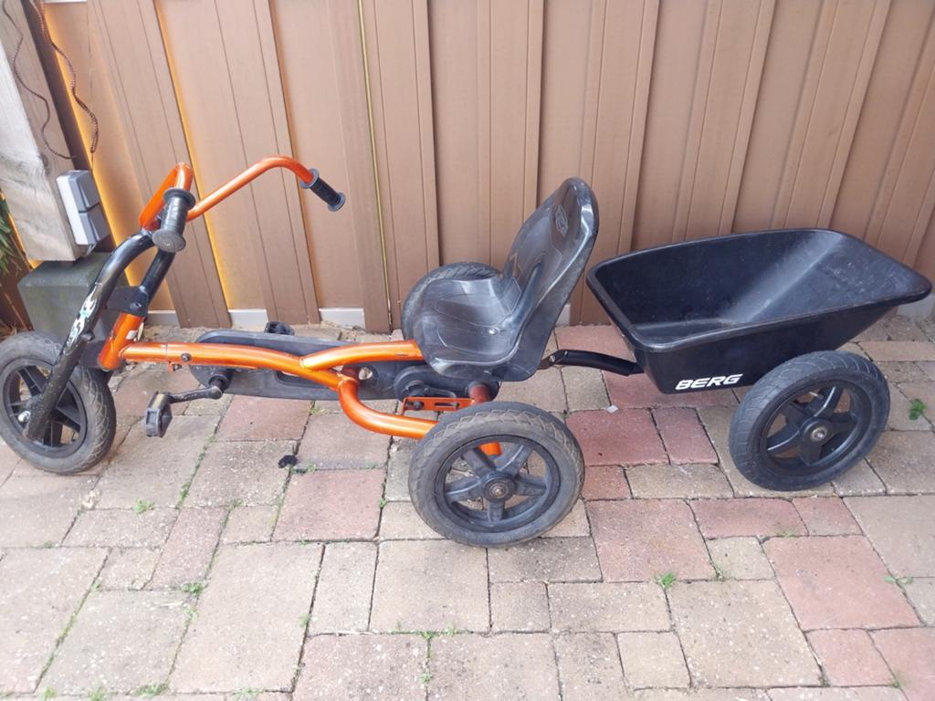 Berg Buddy skelter met aanhanger - Oranje/Zwart, Ophalen, Gebruikt, Berg, Met kar of aanhanger