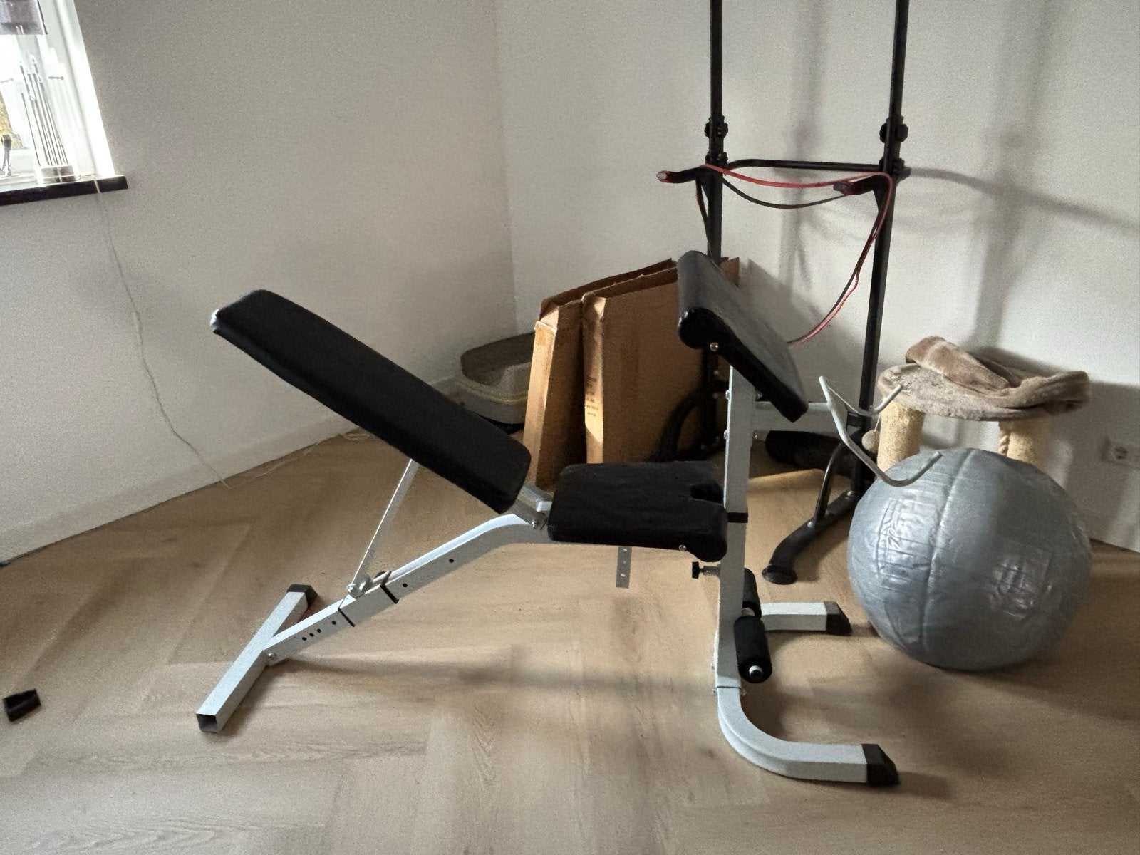 Verstelbare Krachtbank met Curl Station, Sport en Fitness, Ophalen, Gebruikt, Krachtstation, Armen