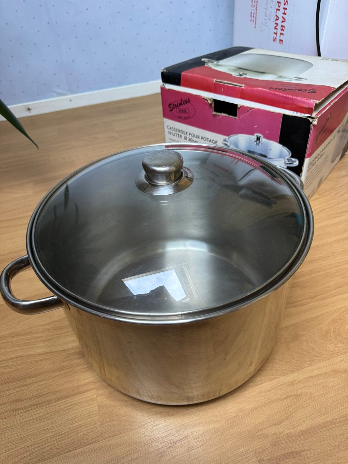 Soeppan - 10 liter, 30cm, Met deksel, Ophalen of Verzenden, Zo goed als nieuw, Rvs