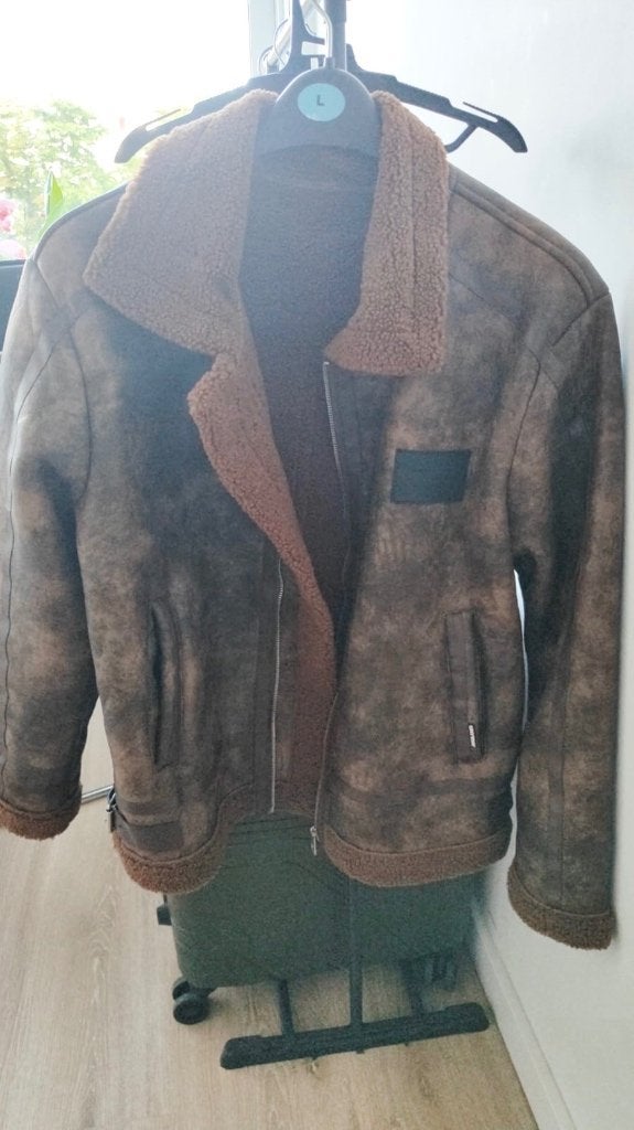 Heren winterjas met teddy voering - Maat L, Ophalen, Gedragen, Maat 52/54 (L), Bruin
