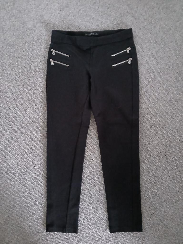 Zara zwarte broek met ritsjes maat L izgs skinny, Maat 38/40 (M), Ophalen of Verzenden, Zo goed als nieuw, Lang