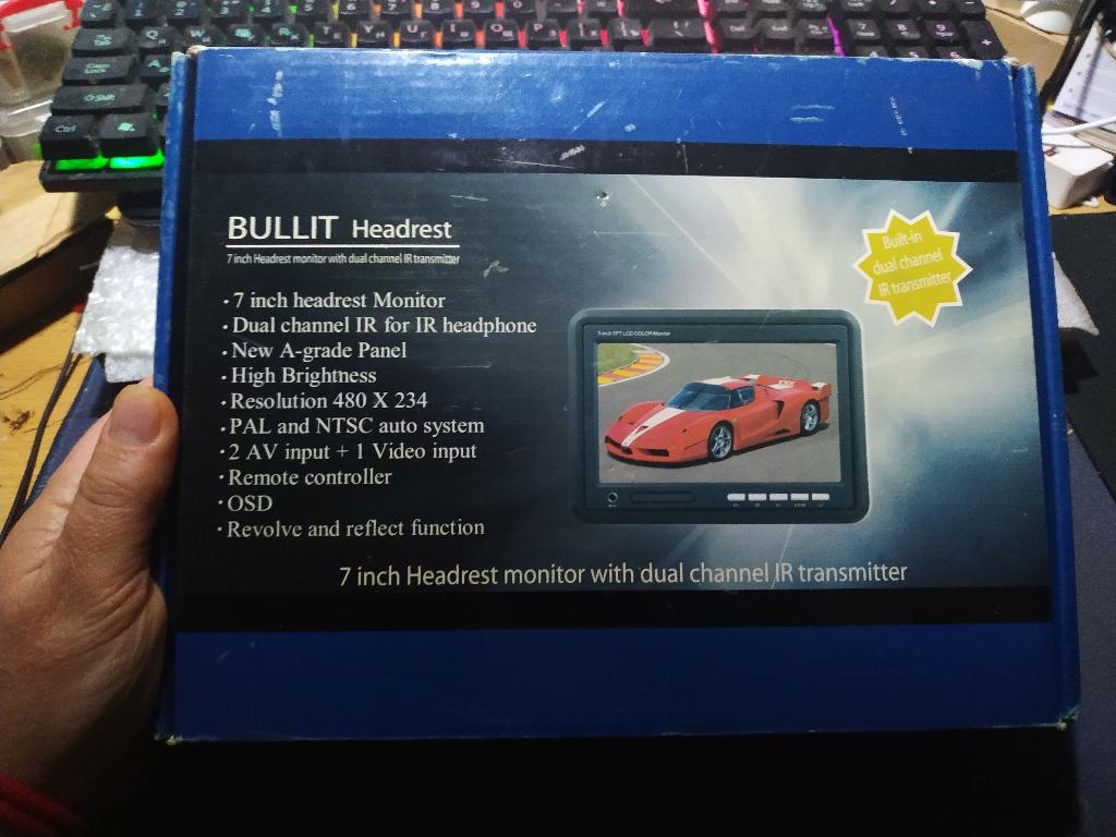 Bullit headrest 7 inch hoofdsteunmonitor, Auto diversen, Ophalen of Verzenden, Nieuw