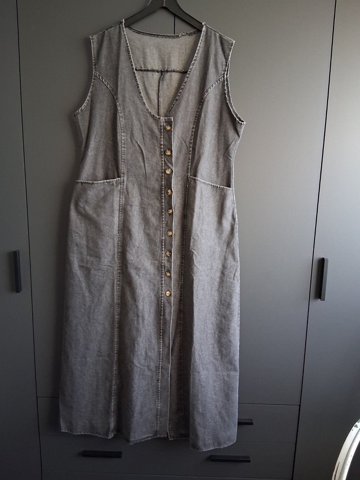 grijze Jeansjurk!, Kleding | Dames, Jurken, Maat 46/48 (XL) of groter, Ophalen of Verzenden, Zo goed als nieuw, Grijs