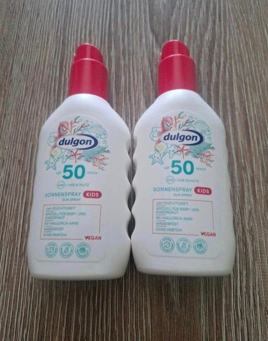2 nieuwe Dulgon Kids Zonnespray SPF 50 – 200ml (advr 269), Ophalen of Verzenden, Nieuw, Zonnebrand of After Sun