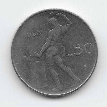 Italië 50 lire 1956 KM# 95.1, Verzenden, Italië, Losse munt
