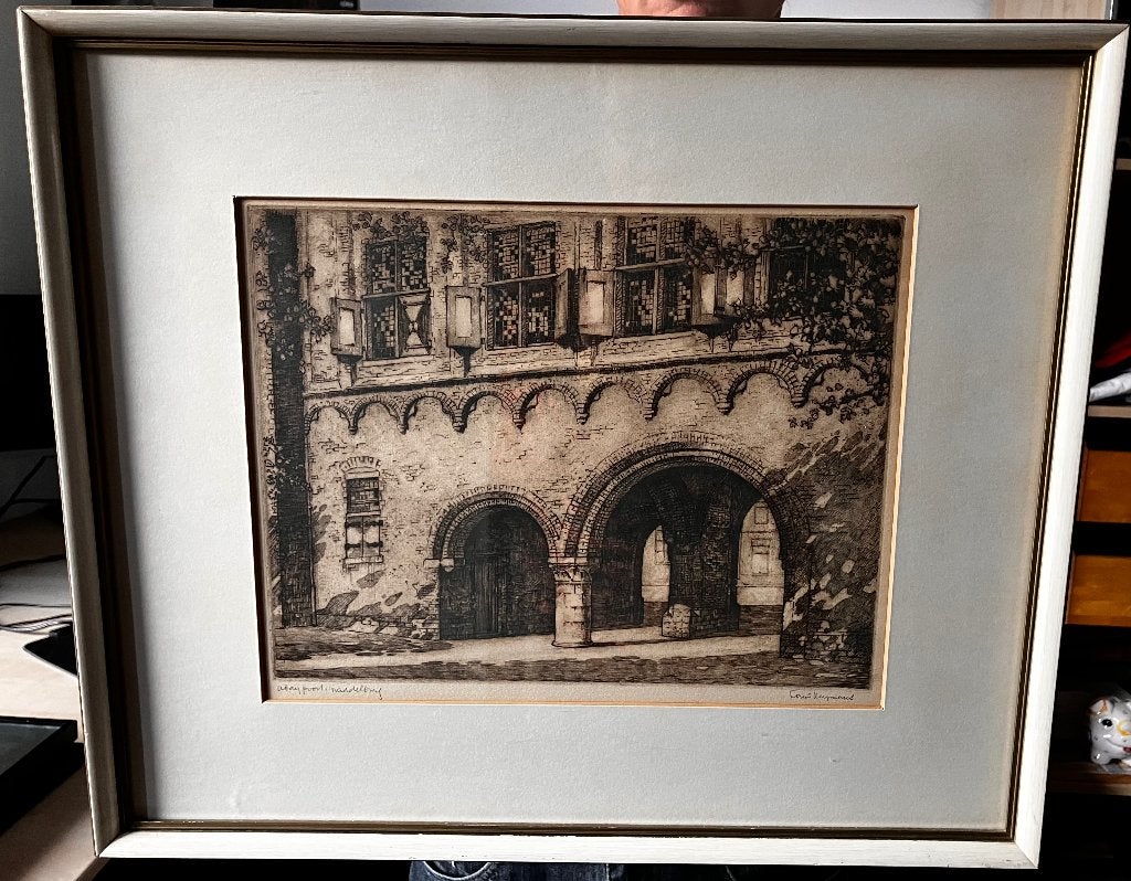 Abdijpoort Middelburg getekend & gesigneerd  Louis Heijmans, Ophalen, Realistisch, Gesigneerd, Tekening