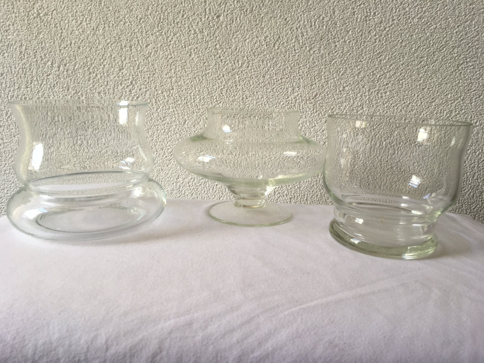 Set van 3 Glazen Vazen voor Bloemstukken samen €6,00., Gebruikt, Op voet, Transparant, Ophalen of Verzenden