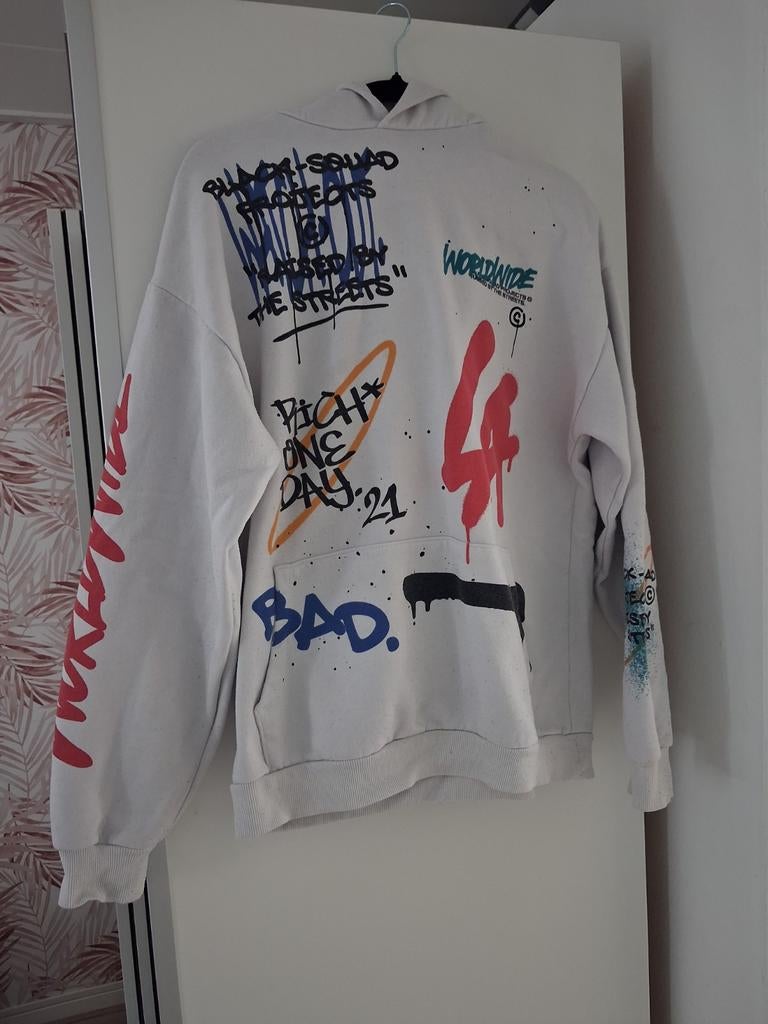 Black squad hoodie, Wit, Black squad, Zo goed als nieuw, Lange mouw
