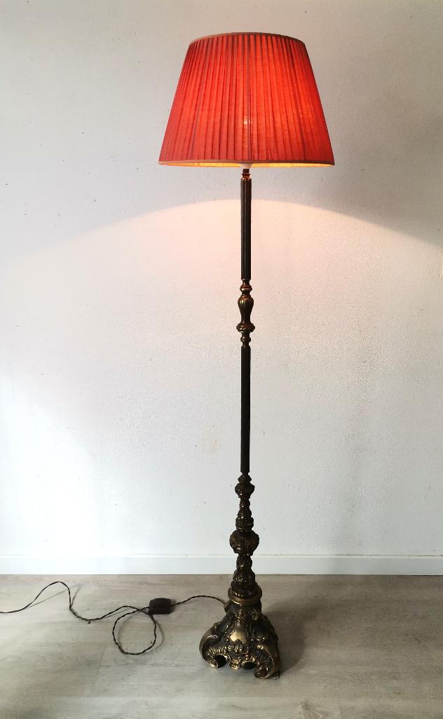Prachtige Vintage Klassieke Messing Vloerlamp Barok stijl 70, Huis en Inrichting, Lampen | Vloerlampen, Gebruikt, 150 tot 200 cm