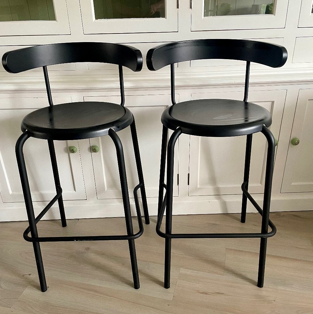 2 IKEA barkrukken, Huis en Inrichting, Ophalen, Met voetsteun, Zo goed als nieuw, 90 cm of meer