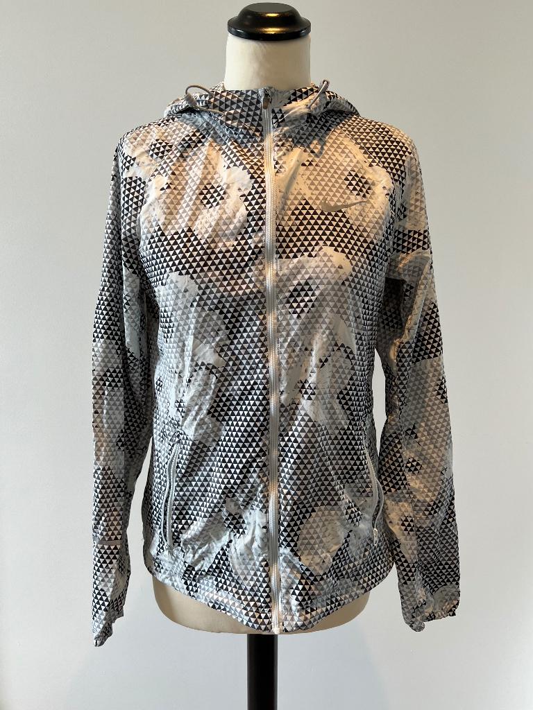 ZGAN wit zwart Nike Running print windshell jack jas sport S, Zwart, Nike, Ophalen of Verzenden, Zo goed als nieuw