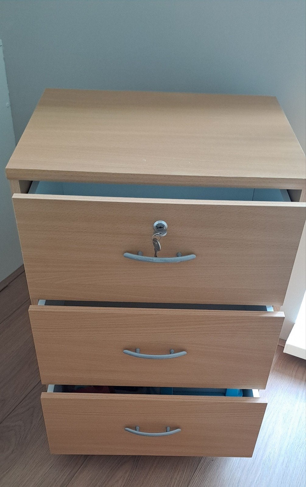 Handig beuken ladeblok op wieltjes met 1 afsluitbare lade, Huis en Inrichting, Kasten | Ladekasten, Ophalen, Minder dan 50 cm