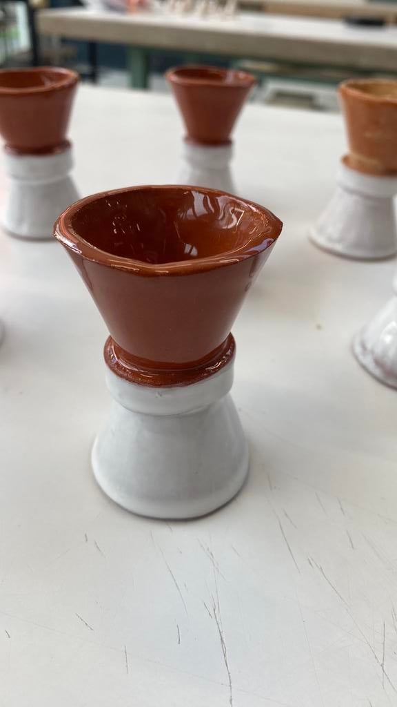 6 moderne eierdopjes keramiek met zoutbakje, Ophalen of Verzenden, Nieuw
