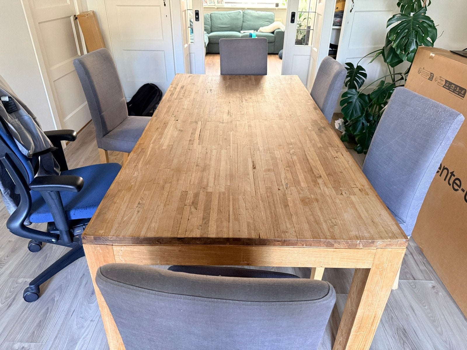 Prachtige teakhouten tafel (2 x 1 meter), Ophalen, Gebruikt, 100 tot 150 cm, Teakhout