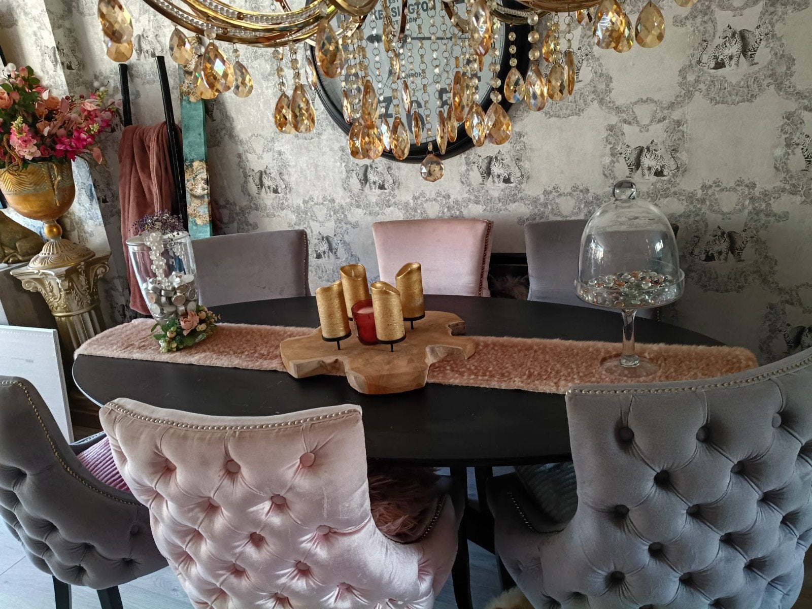 Ovale eettafel met 6 gestoffeerde stoelen, Huis en Inrichting, Ophalen, Overige materialen, 100 tot 150 cm, Zo goed als nieuw