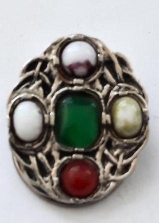 Vintage Keltische sjaalclip – Schotse Stijl cabochons (96), Ophalen, Zo goed als nieuw