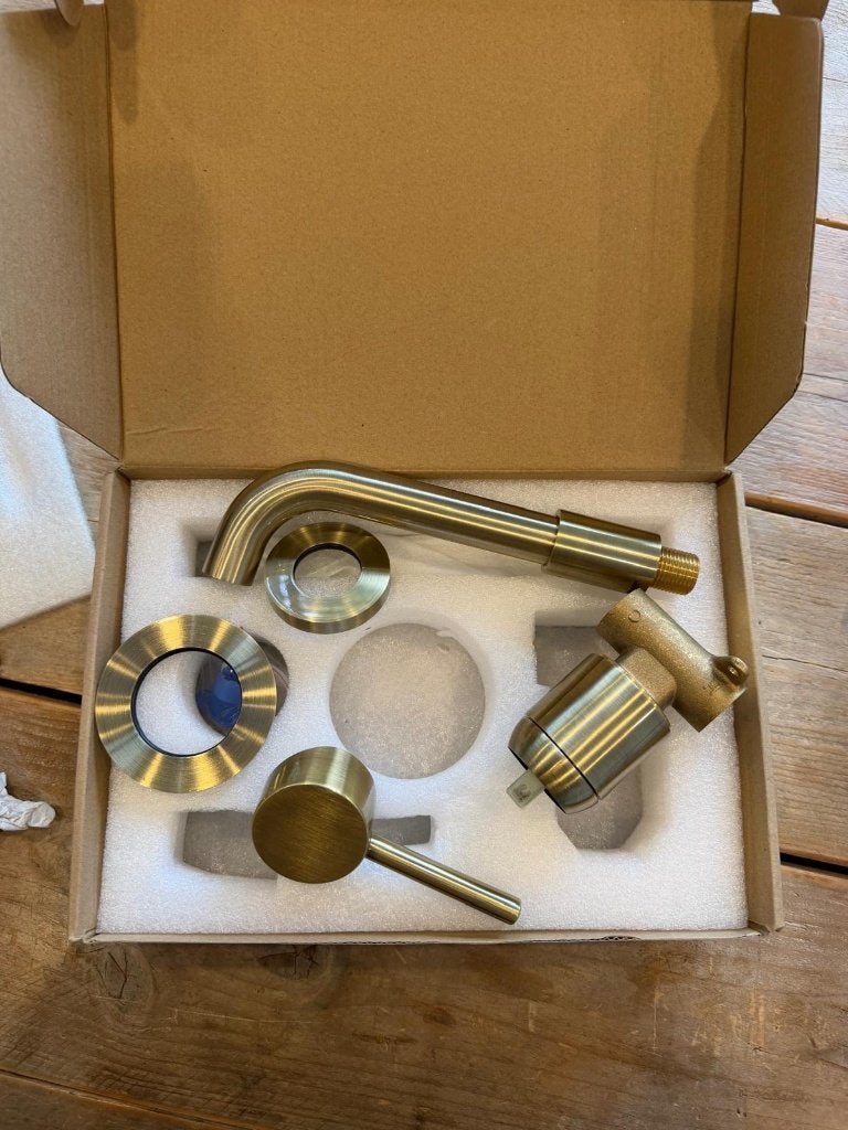 Fusani Geolied Brons Inbouwkraan - 19cm Uitloop, Ophalen, Nieuw, Koper, Kraan