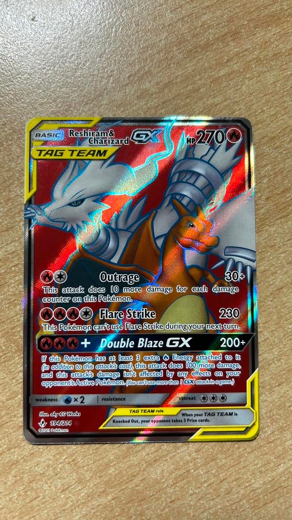 Reshiram & Charizard GX 194/214 Unbroken Bonds, Ophalen of Verzenden, Zo goed als nieuw