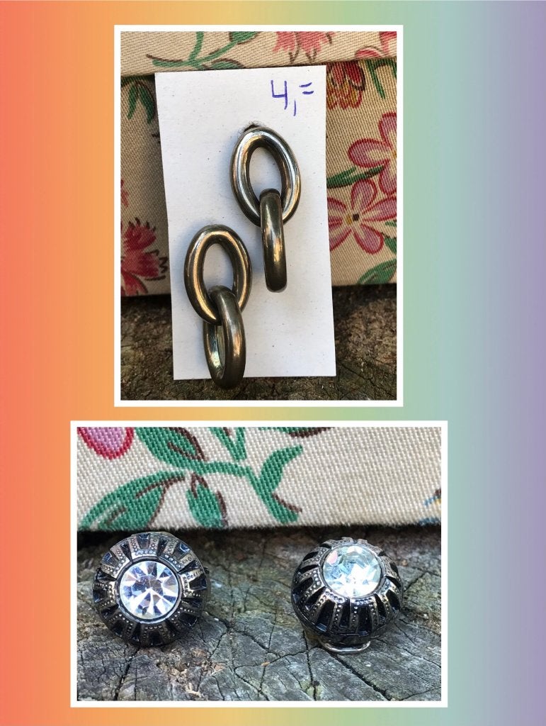 Oorbellen zilverkleurig - vintage - jaren 70, Overige materialen, Ophalen of Verzenden, Zo goed als nieuw, Knopjes of Stekers