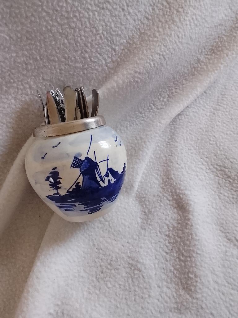 Delfts Blauw potje met lepeltjes, Ophalen of Verzenden