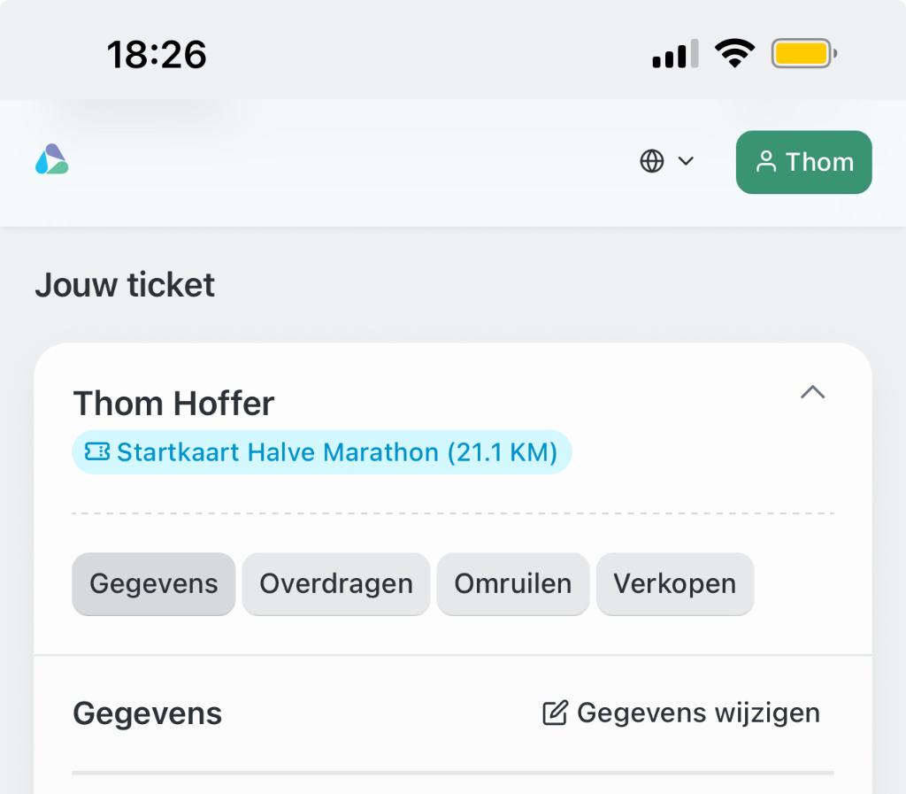 Te koop: Ticket Berenloop 21.1km, Eén persoon
