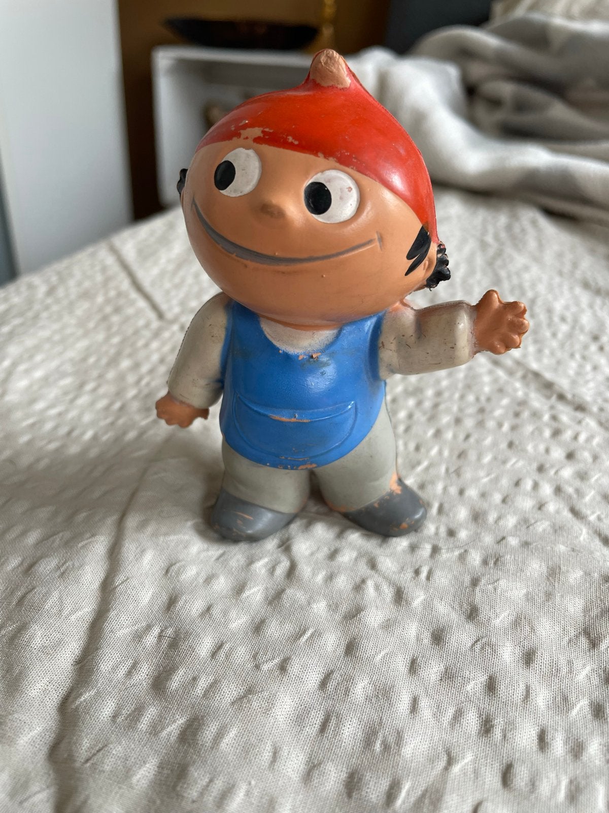 Vintage PVC figuur, vermoedelijk Mainzelmännchen, West-Duits, Verzamelen, Ophalen of Verzenden, Gebruikt