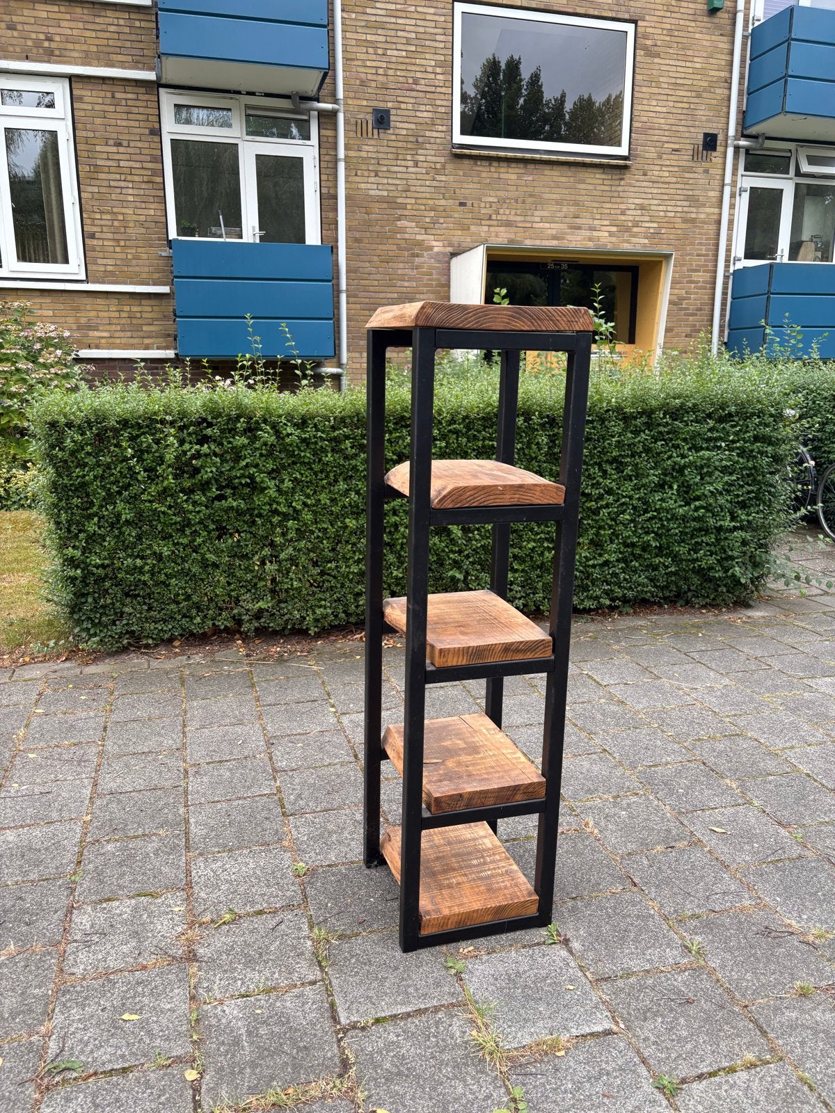 Industriële Boekenkast/Open Kast met Houten Planken, Huis en Inrichting, Kasten | Boekenkasten, Ophalen, Met plank(en), Minder dan 50 cm