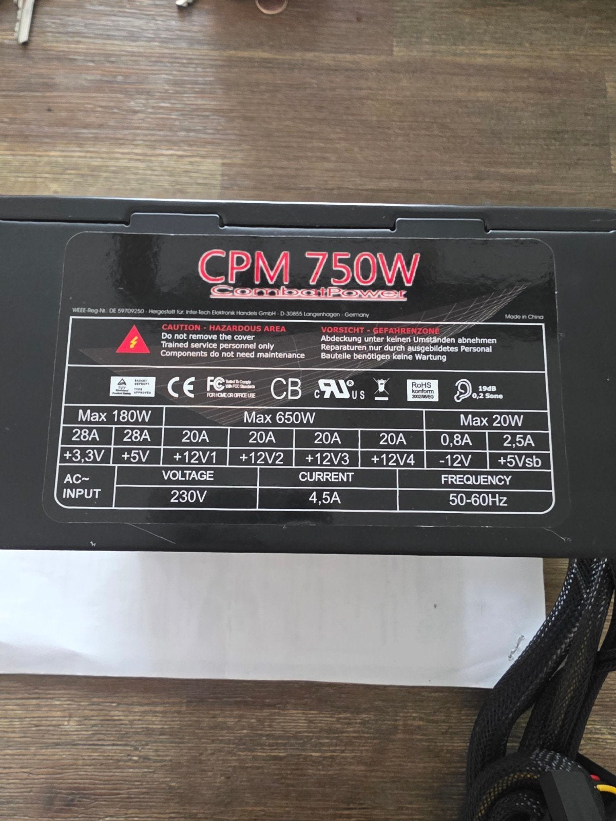 CombatPower CPM 750W Voeding, Computers en Software, Interne voedingen, Ophalen of Verzenden
