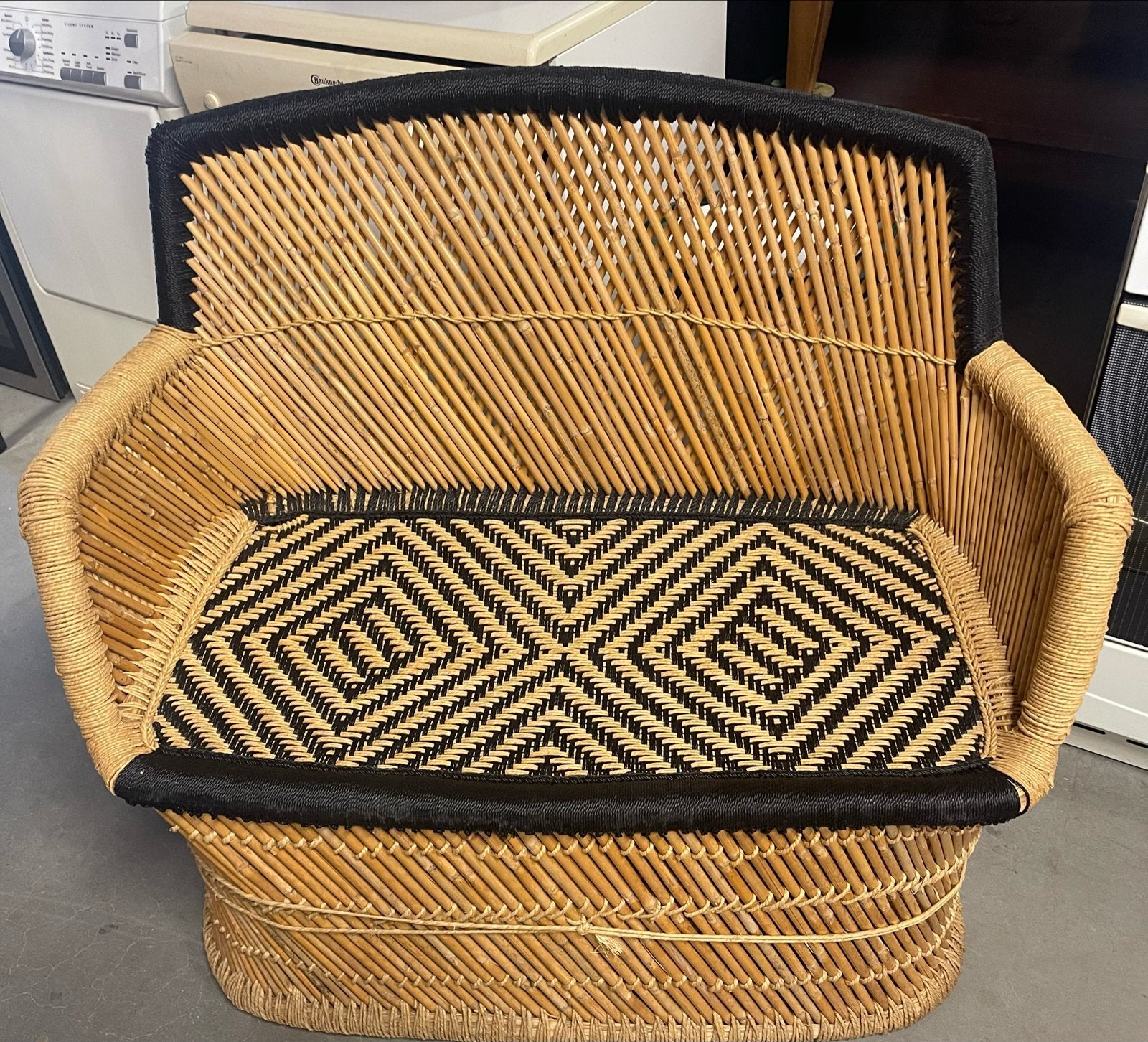 Vintage Bamboe Rotan Boho bankje, Ophalen