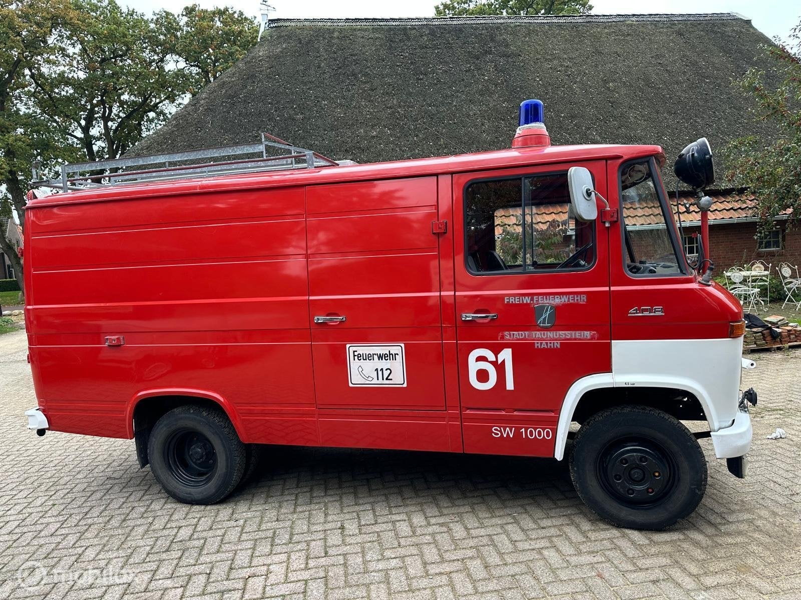 Mercedes 408 Wegenbelasting vrij 1975 Brandweer Camper, Auto's, Oldtimers, Overige carrosserieën, Mercedes-Benz, Bedrijf, Handgeschakeld