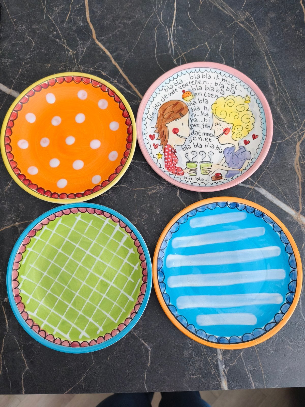 4 Blond Amsterdam gebaksborden - 18 cm, Blond Amsterdam, Ophalen of Verzenden, Zo goed als nieuw, Bord(en)
