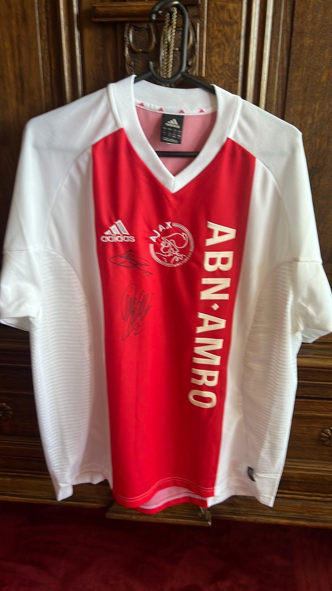 Gesigneerd AJAX shirt seizoen 2002-2003 Sneijder en Trabelsi, Maat L, Ophalen of Verzenden, Zo goed als nieuw, Shirt