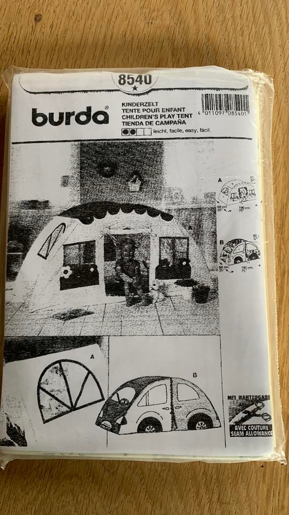 Burdapatroon kindertent model auto, Overige typen, Kind, Nieuw, Burda