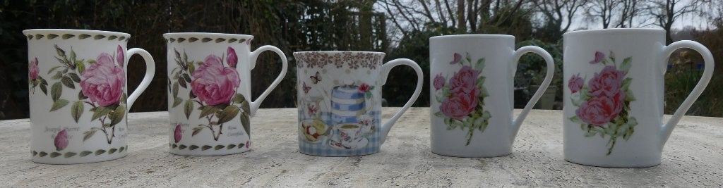 5 Rozen Mokken Redoute Roses The Country Kitchen, Overige merken, Klassiek, Nieuw, Porselein