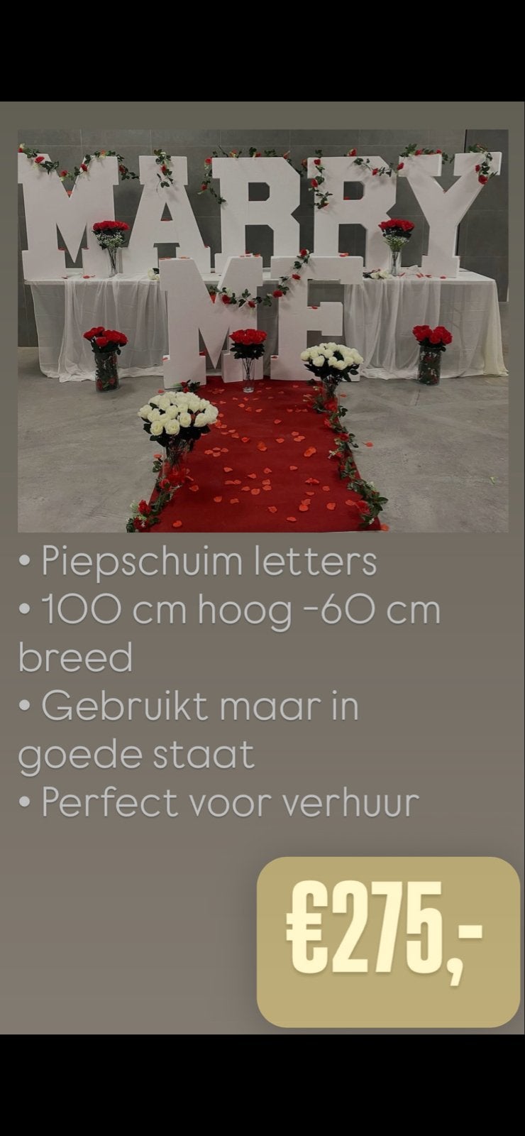 Marry Me Piepschuim Letters - 100 cm hoog, 60 cm breed, Ophalen of Verzenden, Gebruikt, Versiering, Geboorte of Huwelijk